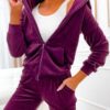 Dres welurowy rozpinany bordowy - obrazek 2
