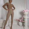 Legginsy prążkowane beżowe STAR - obrazek 3