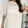 Sukienka T-shirt beżowa BROOKLYN - obrazek 4