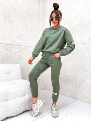 Komplet dresowy bawełniany khaki TRENDY