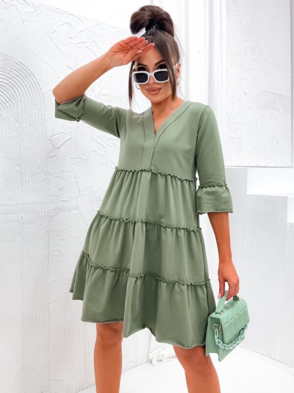 Sukienka bawełniana khaki - obrazek 4
