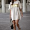 Sukienka t-shirt Paris beżowa