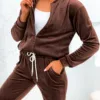 Dres welurowy rozpinany czekoladowy Luxe - obrazek 4