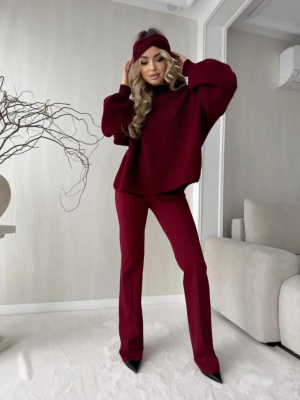 Sweter z golfem bordowy Brenda - obrazek 3