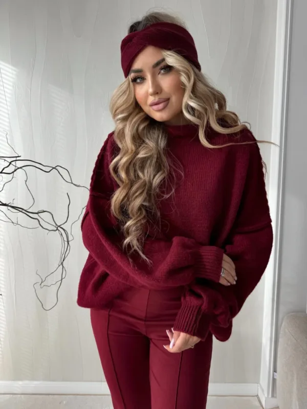 Sweter z golfem bordowy Brenda - obrazek 4