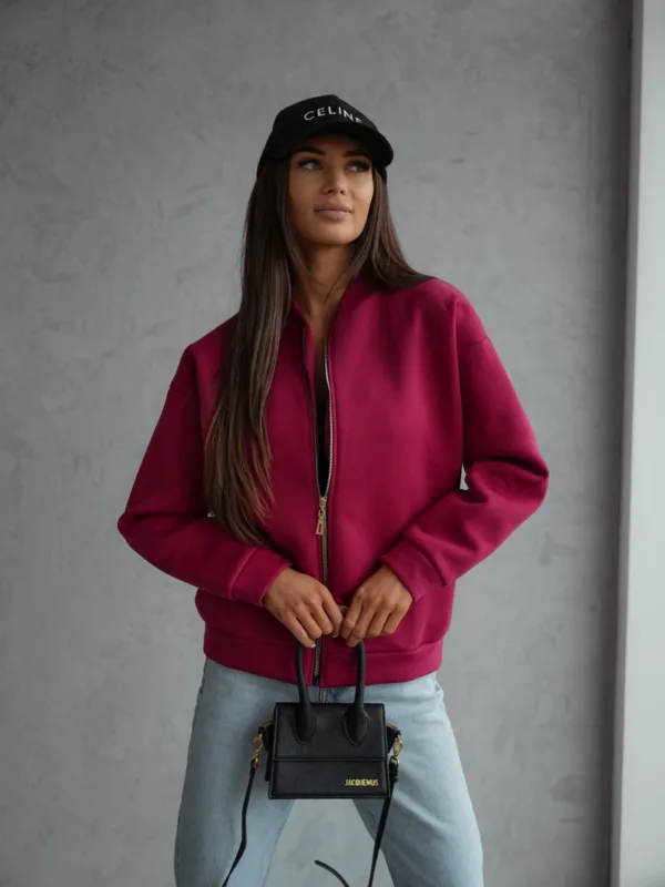Bluza bomberka bordowa Fancy - obrazek 3