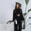 Komplet lniany czarny Boho MIA