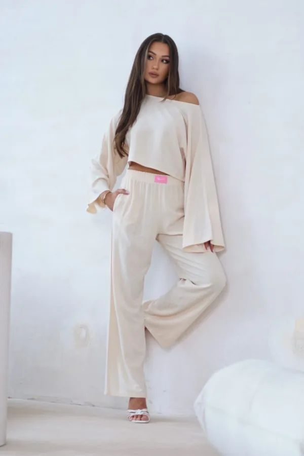 Komplet lniany waniliowy Boho MIA
