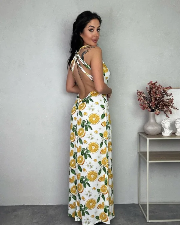 Sukienka maxi w cytryny KS - obrazek 3