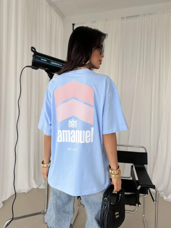 T-shirt Lamanuel oversize SMOKED błękitny - obrazek 2