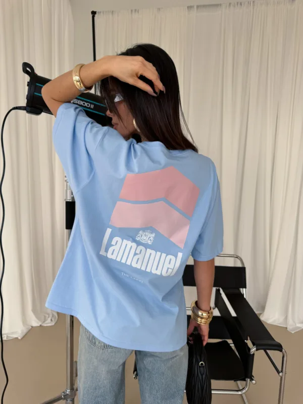 T-shirt Lamanuel oversize SMOKED błękitny - obrazek 4