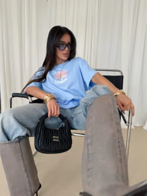 T-shirt Lamanuel oversize SMOKED błękitny