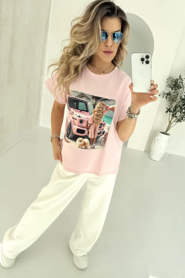 T-shirt różowy CAR