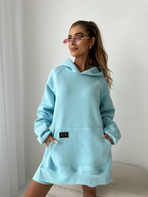 Bluza z kapturem turkusowa the still - obrazek 4