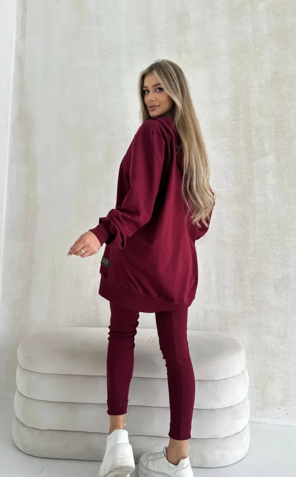 Bluza rozpinana bordowa LONG The Still - obrazek 2
