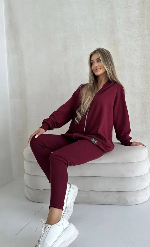 Bluza rozpinana bordowa LONG The Still - obrazek 3