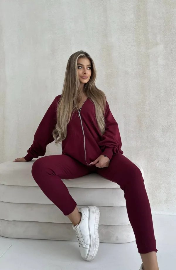 Bluza rozpinana bordowa LONG The Still - obrazek 4