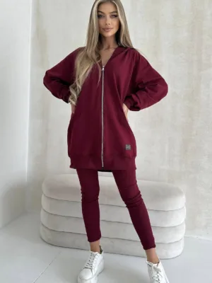 Bluza rozpinana bordowa LONG The Still