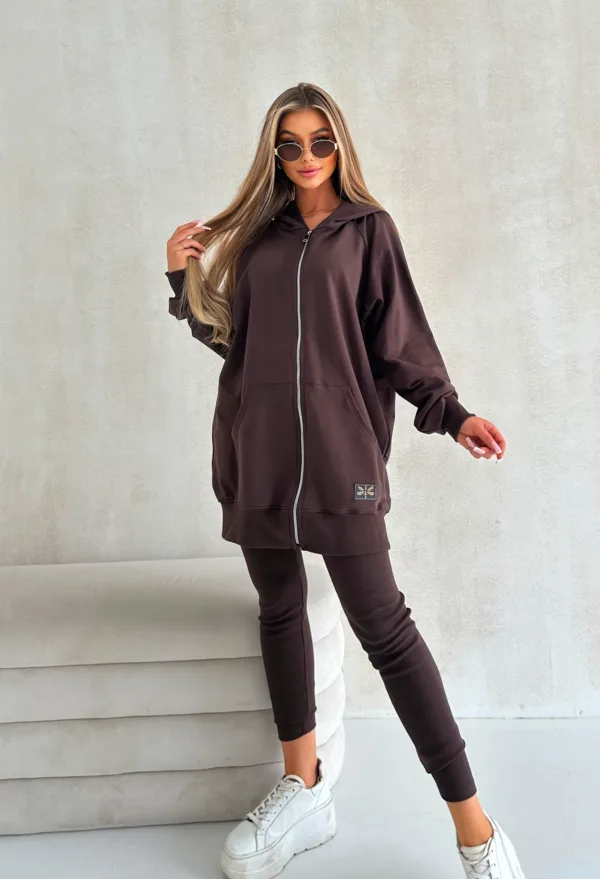Bluza rozpinana czekoladowa LONG The Still - obrazek 3