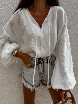 Bluzka boho ecru