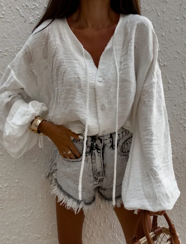 Bluzka boho ecru