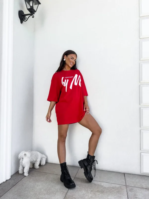 Sukienka T-shirt By me czerwona - obrazek 2