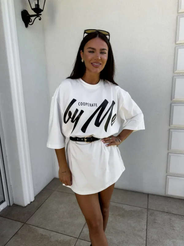 Sukienka T-shirt By me ecru - obrazek 2