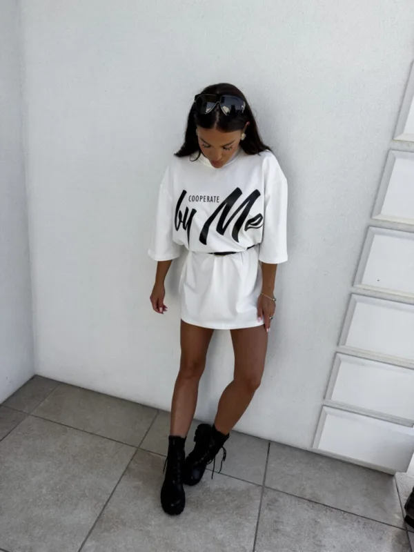 Sukienka T-shirt By me ecru - obrazek 5