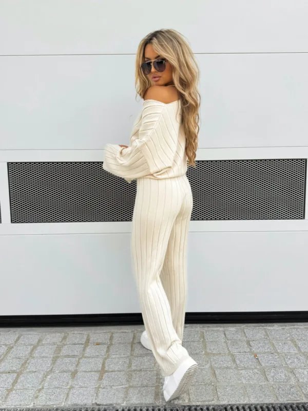 Komplet dzianinowy beżowy Candice - obrazek 3