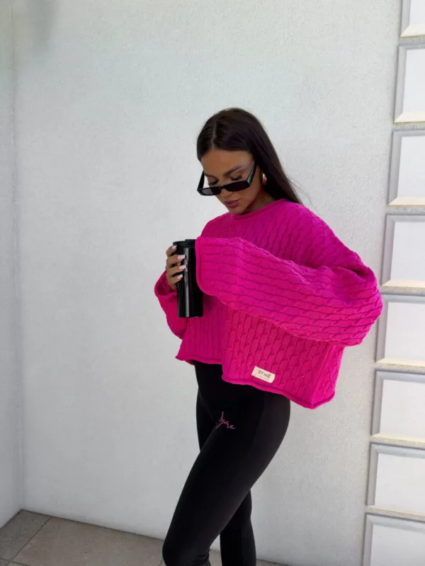 Sweter fuksja By Me warkocze - obrazek 2