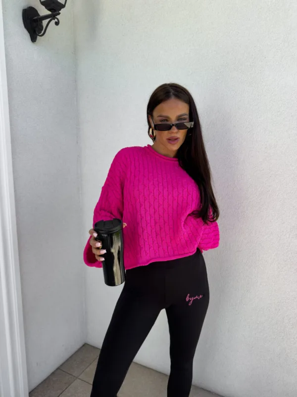 Sweter fuksja By Me warkocze - obrazek 3