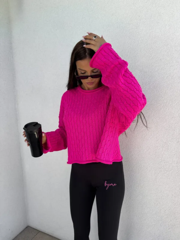 Sweter fuksja By Me warkocze - obrazek 5