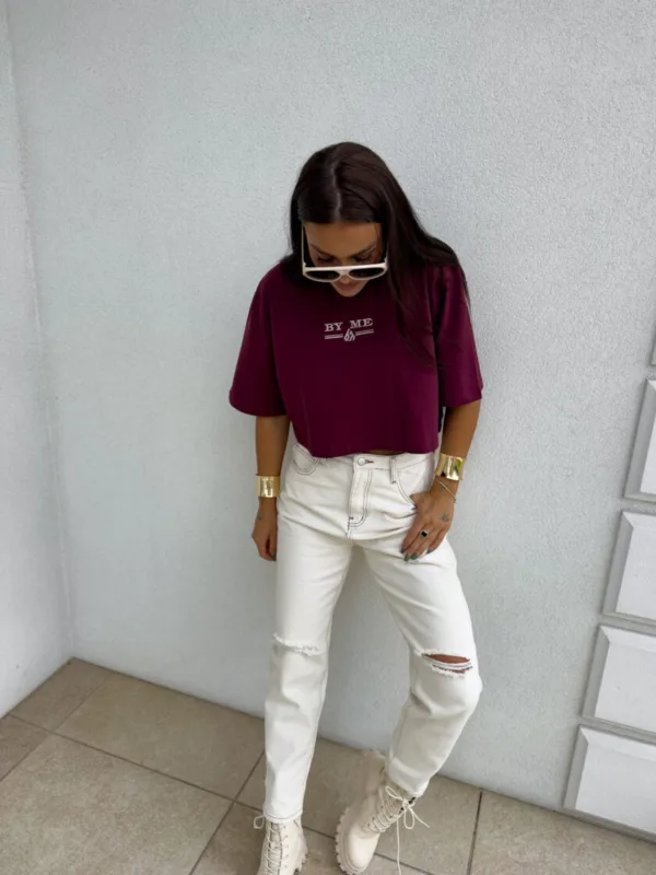 T-shirt bordowy BY ME Bossy - obrazek 2