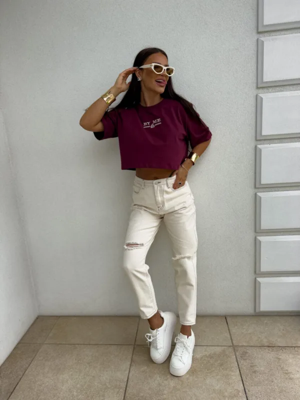 T-shirt bordowy BY ME Bossy - obrazek 3