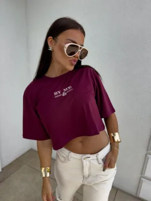 T-shirt bordowy BY ME Bossy