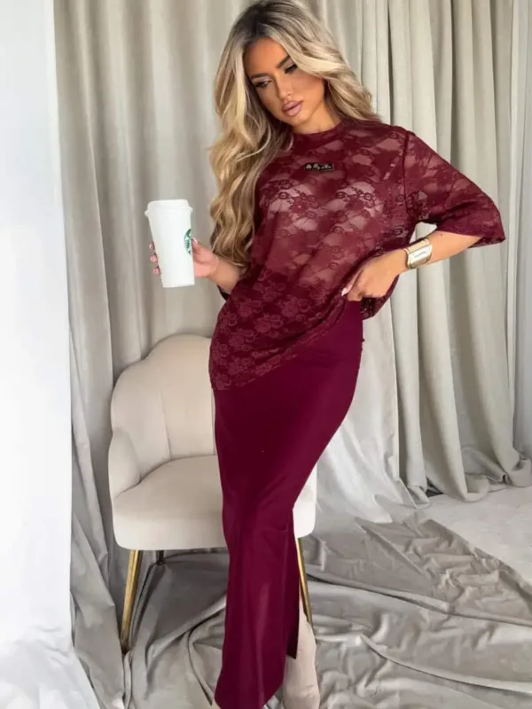 Spódnica bordowa Vogue - obrazek 3
