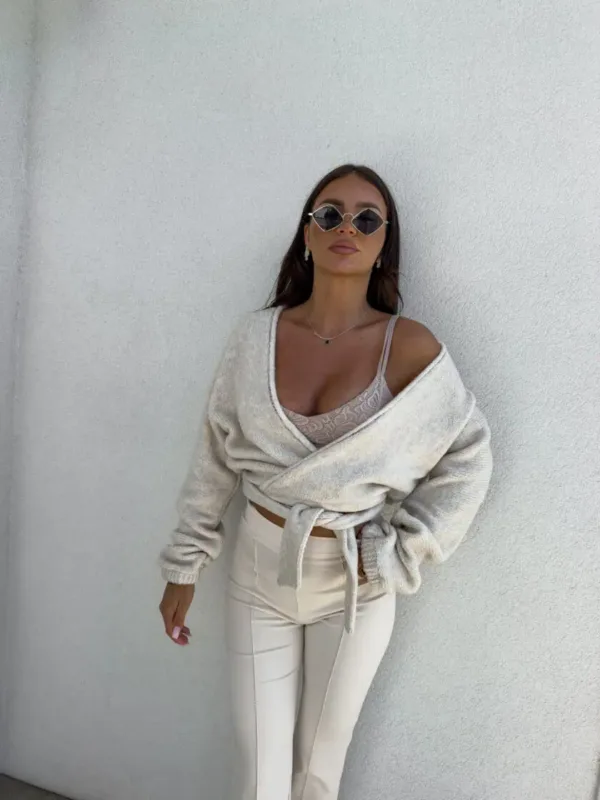 Sweter Kimono jasny beż Teddy - obrazek 5