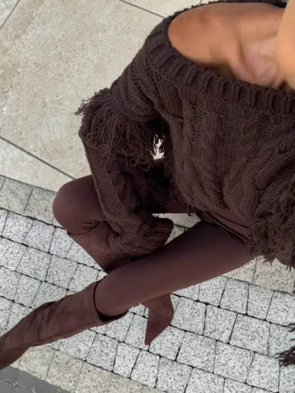Sweter boho czekoladowy Indiana - obrazek 5